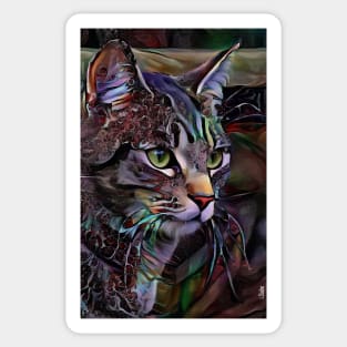 Zap, cat, gato, chat, kitty, lea roche paintings Sticker